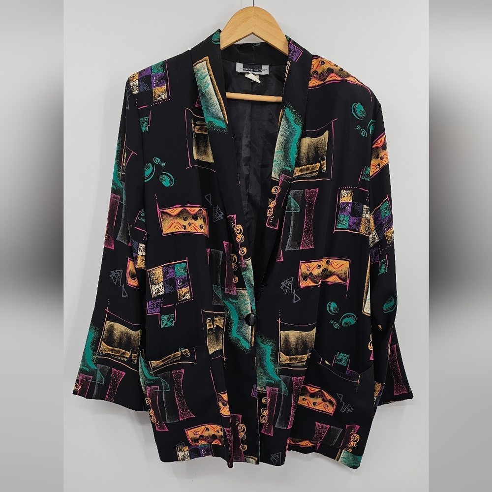 Maggie Barnes 80's Blazer Black Purple Size 1X